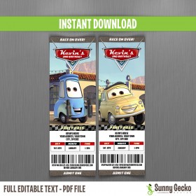 Cars Birthday Ticket Invitations (Luigi and Guido)